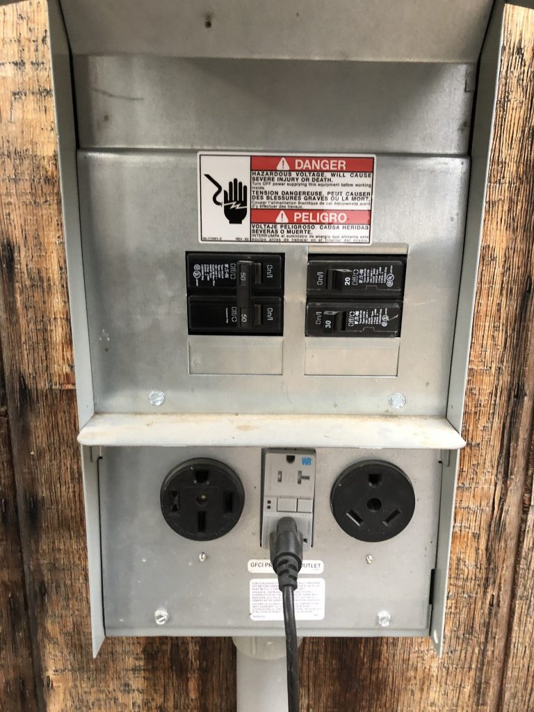 Electrical hookups at RV site