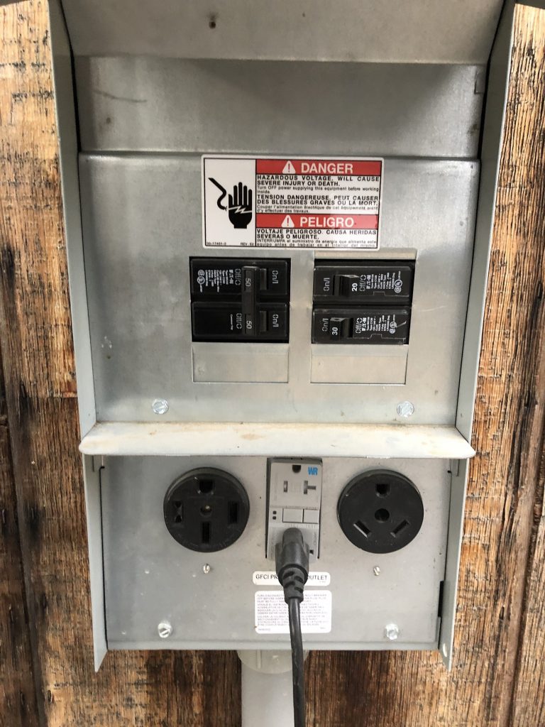 Electrical hookups for RV site